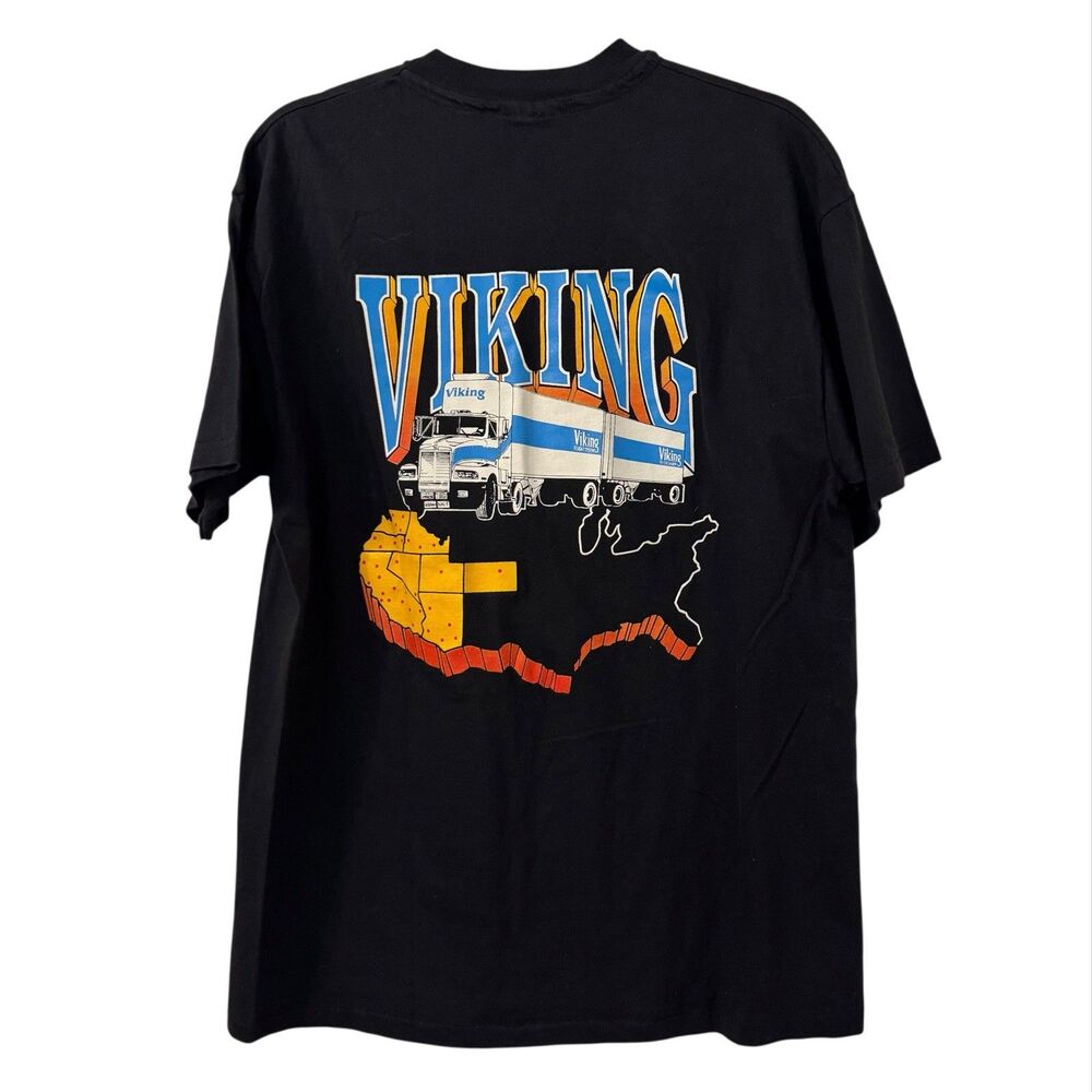 VTG Hanes Viking‎ Freight System T-Shirt Large Single Stitch Trucking Company
